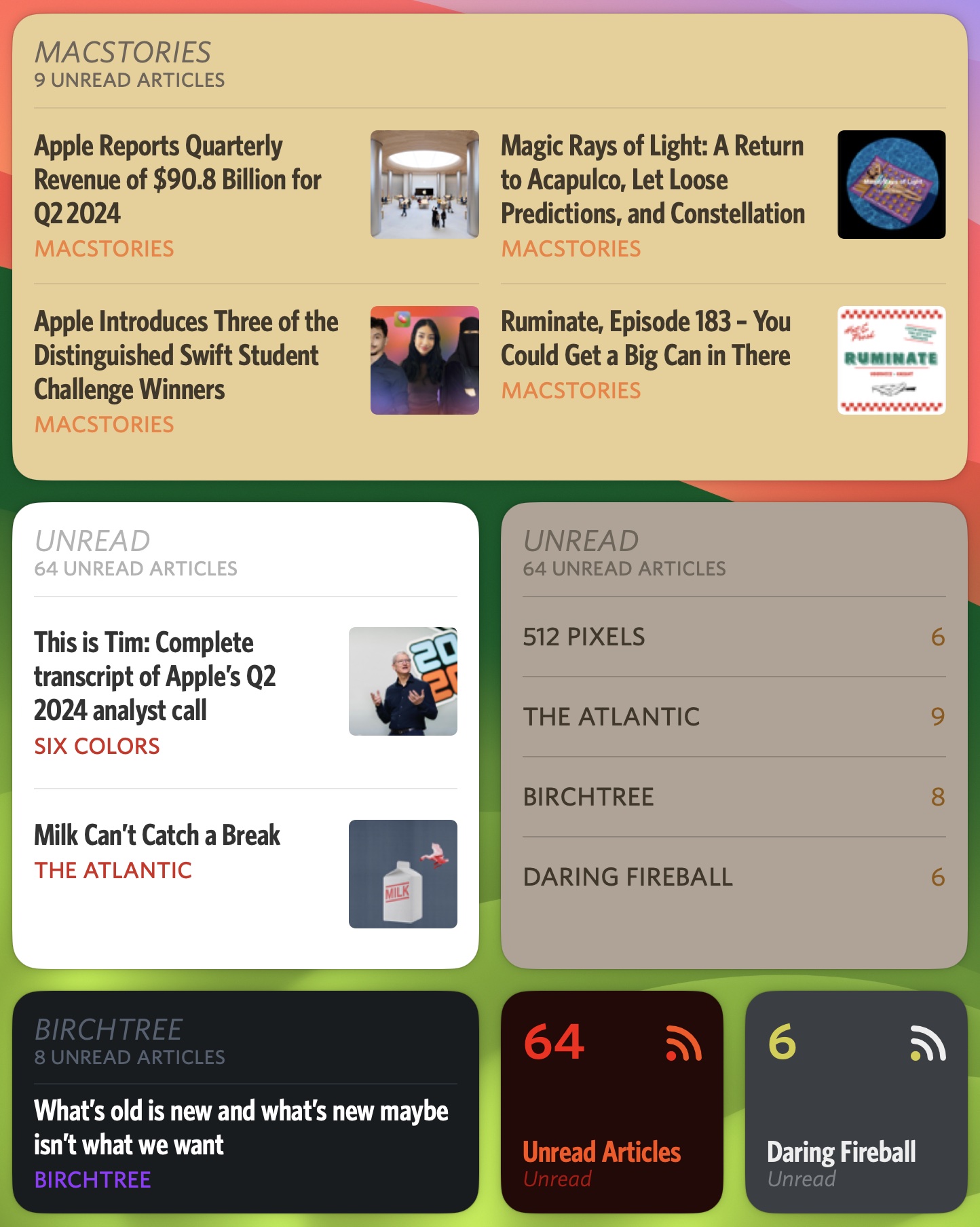 Screenshot of widgets on a Mac desktop