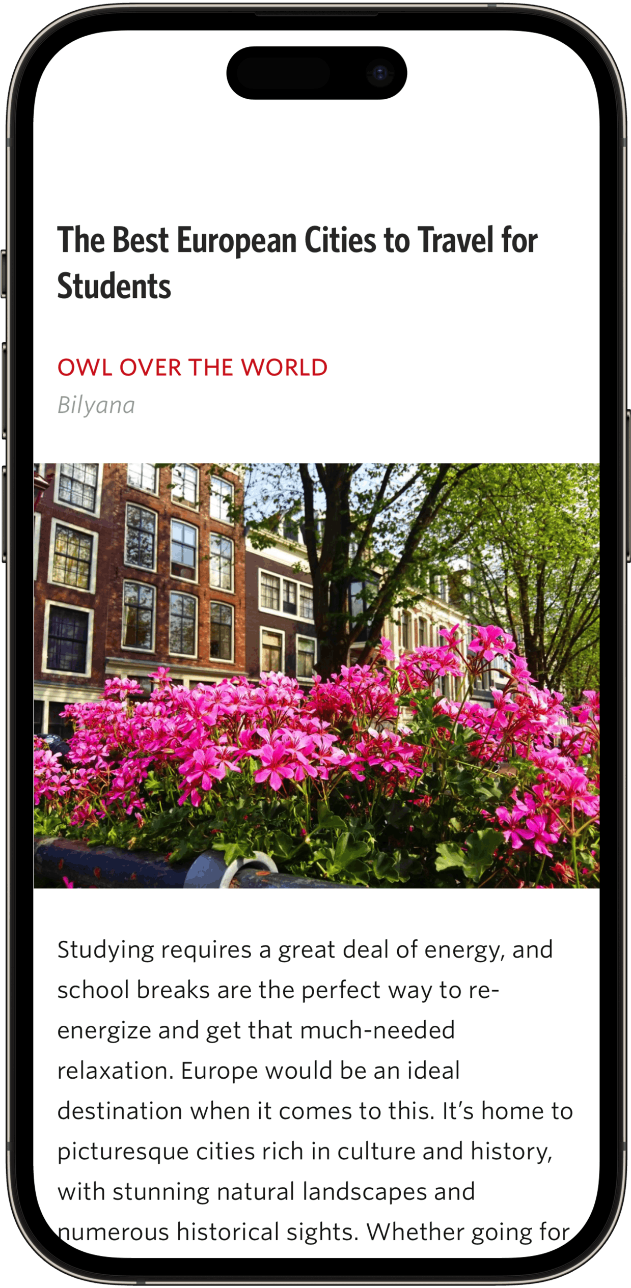Screenshot showing an article